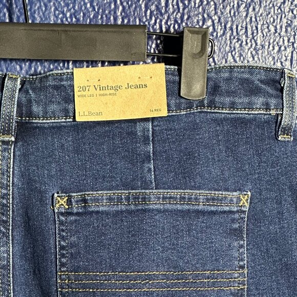 L.L Bean 207 Vintage Jeans Womens 16 Regular Blue Denim High Rise Wide Leg NWT - Picture 7 of 7